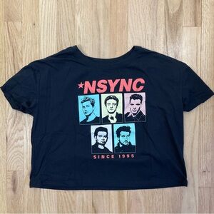 *NSYNC Band T-Shirt Med Black Tee Pop Boy Crop Casual Music Memorabilia 90s 00s